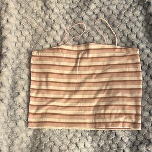 American Eagle Outfitters Pink & Cream Striped Ribbed Tube tank style